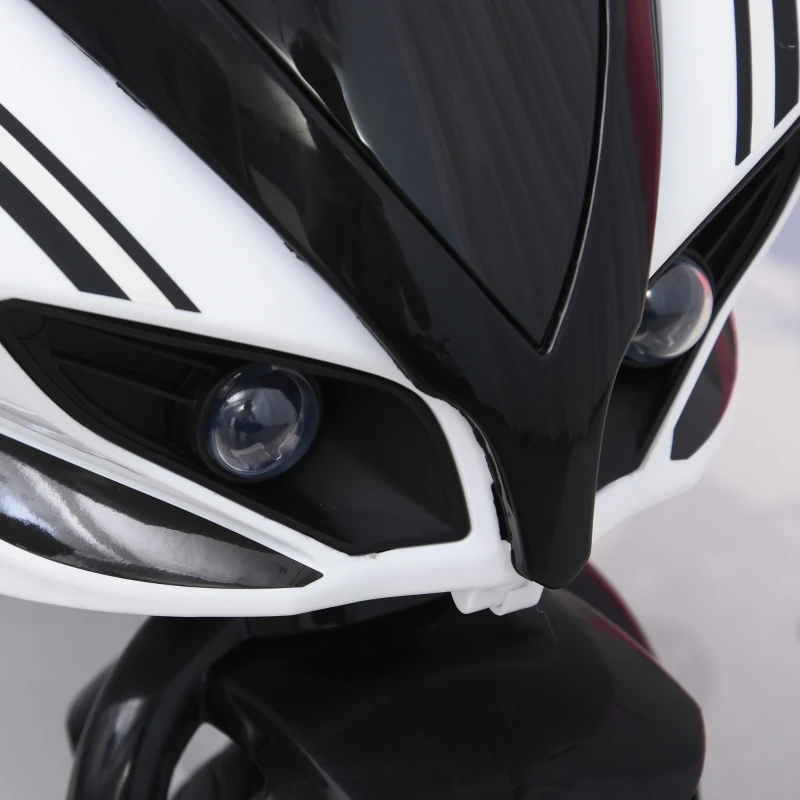 Aosom Kids Electric Pedal Motorcycle Ride-On Toy 6V Battery Powered w/ Music Horn Headlights Motorbike for Girls Boy 18-36M - White