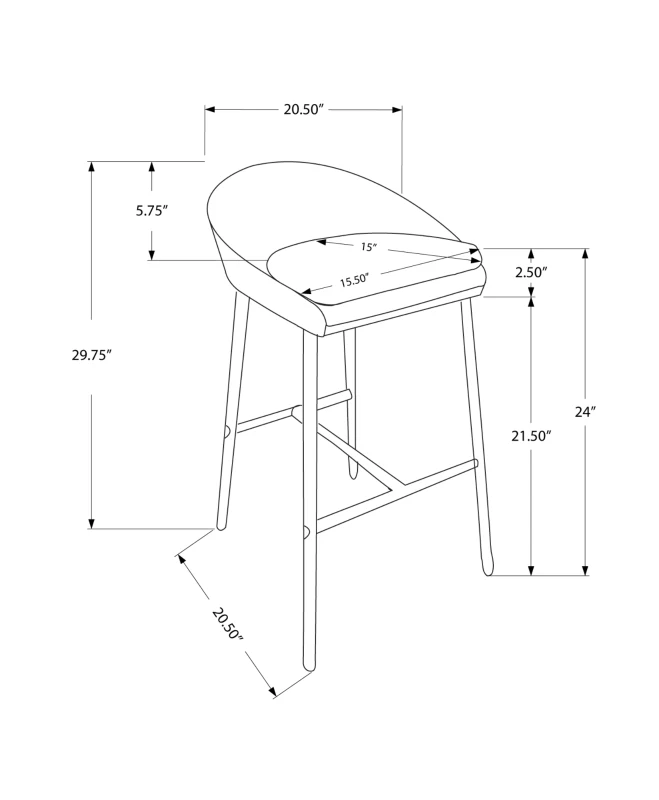 Monarch 2 Piece Modern Linen Padded Seat Chrome Legged Counter Height Barstool Chair Set - Grey