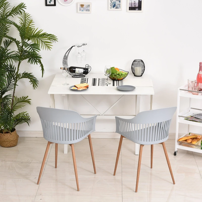 HOMCOM Set of 2 Plastic Dining Chair with Metal Legs for Living Room Bedroom Dining Room