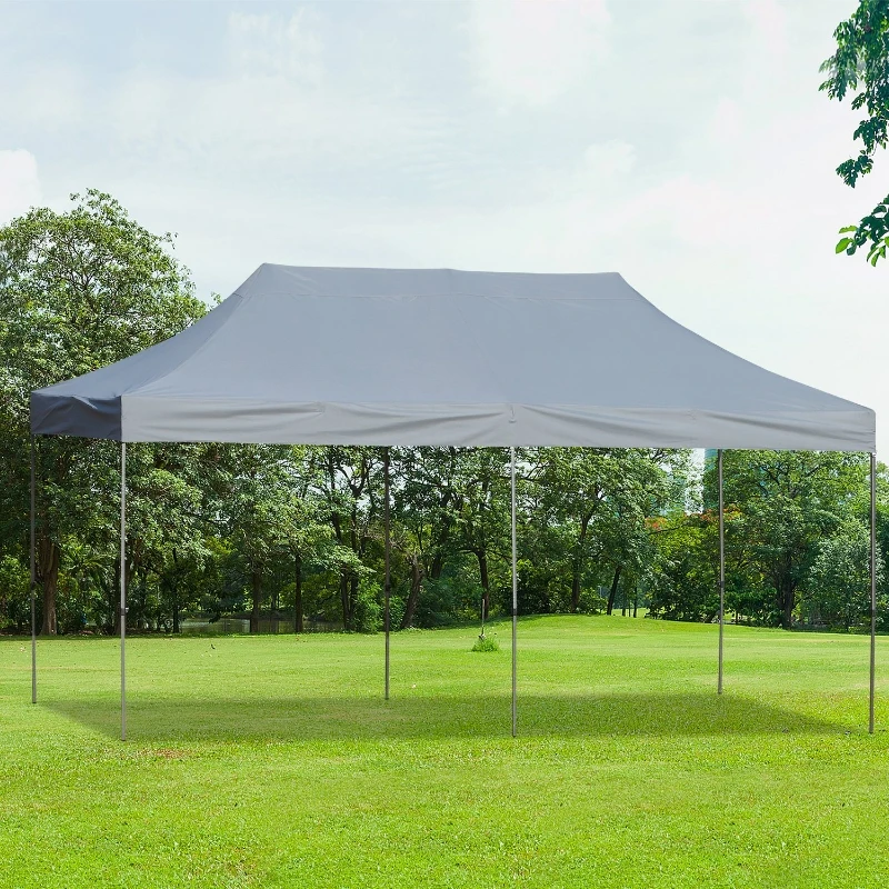 Outsunny 10' x 20' Pop Up Canopy Tent, Instant Sun Shelter, Tents for Parties, Height Adjustable, with Wheeled Carry Bag, for Outdoor, Garden, Patio, Gray