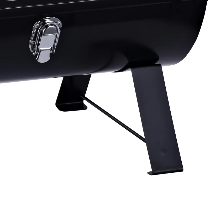 Outsunny 20" Charcoal Barbecue Grill with Wooden Handle Portable Outdoor Camping Charcoal Barbecue Grill Improved Air Circulation