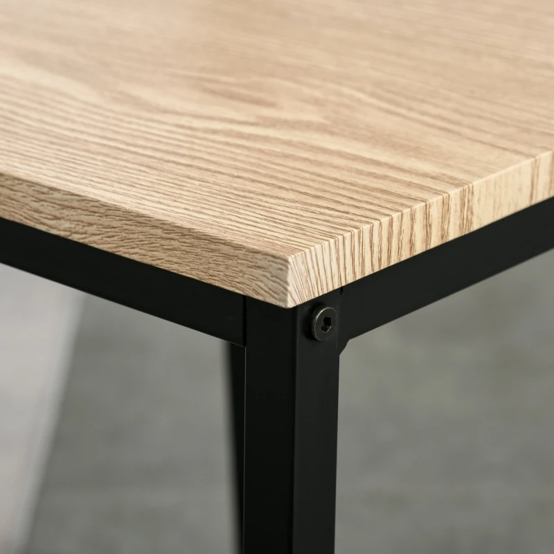 HOMCOM Rustic Industrial 5-Piece Dining Table Set Black Metal with 4 Chairs for Kitchen, or Dining Room, Oak