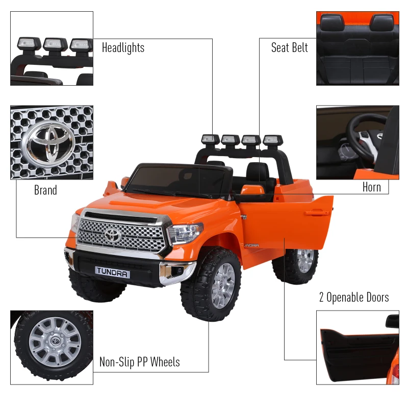 Aosom Licensed Toyota Tundra Kids Ride On Truck Electric Car w/ Remote  Suspension Wheels  Music Function
