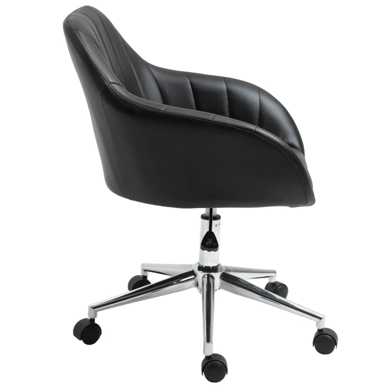 Vinsetto Mid Back Home Office Chair Computer Desk Chair with PU Leather, Adjustable Height, Swivel Wheels for Study, Bedroom, Black
