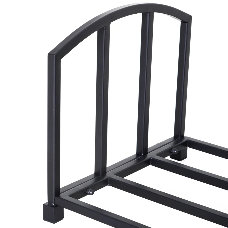 HOMCOM 4-Piece Iron Firewood Rack Wood Rack Tools Set: Brush  Shovel  Tong  Hook Black