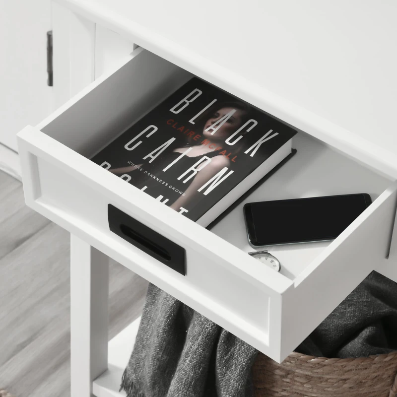 HOMCOM Console Table with 2 Storage Drawers and Open Shelf, Modern Sofa Table for Hallway, Living Room, or Bedroom, White