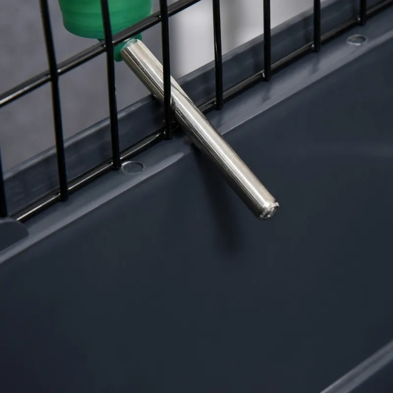 PawHut Two-Story Small Animal Cage Removable from Stand, Pet Habitat with Shelf & Wheels, 33" x 18.5" x 35", Charcoal Gray