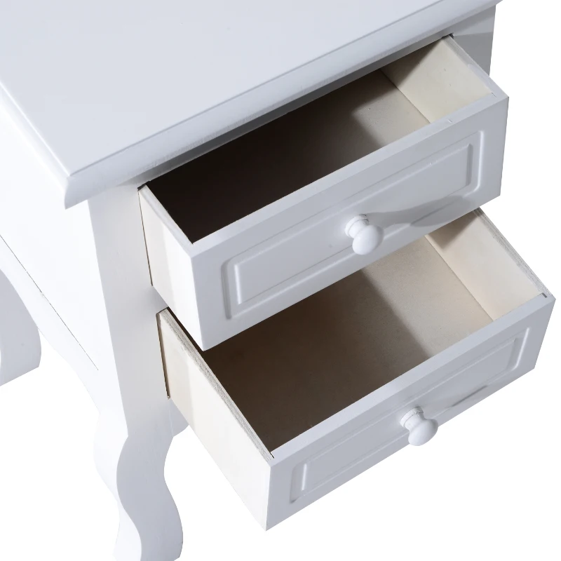 HOMCOM Wood Night Stand Bedside End Table with 2 Storage Drawers White