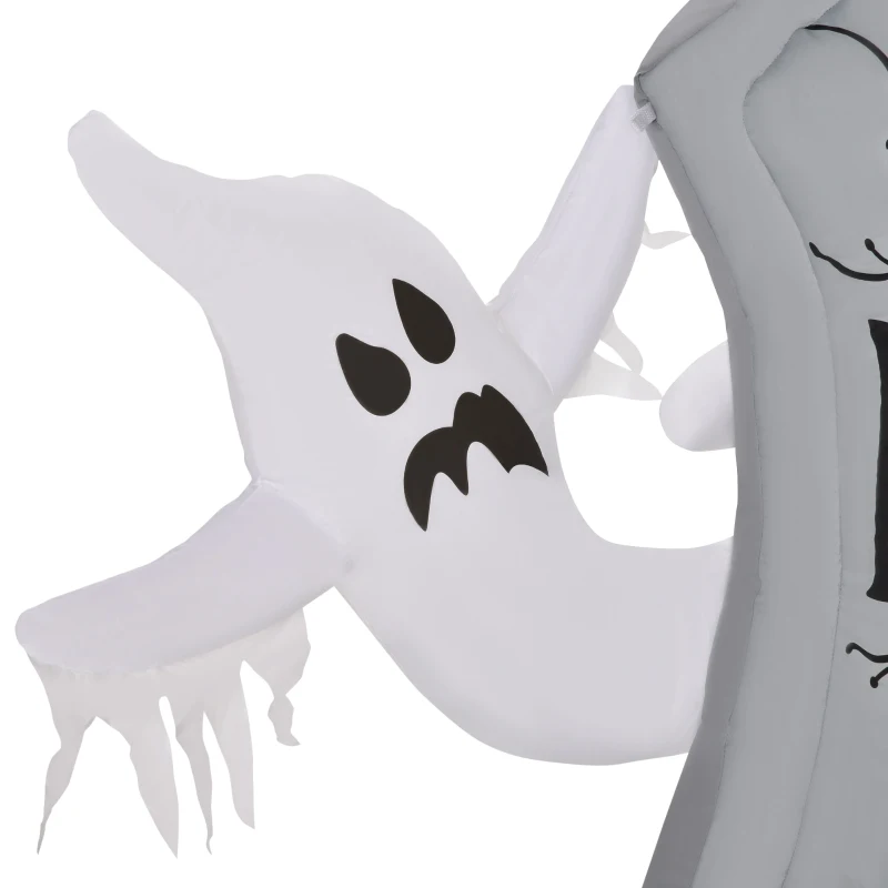 HOMCOM 5.1 ft Inflatable Ghosts with Tombstone, Halloween Outdoor LED Light Yard Display, Waterproof