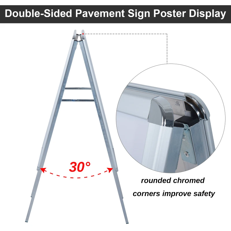 HOMCOM Sidewalk A-Frame Sign Board Free Standing Pavement Sign Display Poster Double Sided Whiteboard Sign Outdoor Shop Memo Board