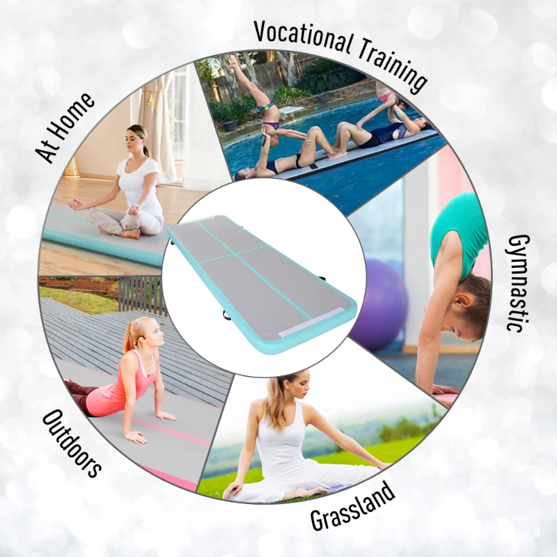 Soozier Inflatable Gymnastic Tumbling Mat Air Track Floor Yoga Cheerleading Exercise Pad