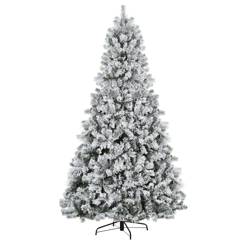 HOMCOM 7.5ft Christmas Tree Artificial Snow Flocked with 1346 Branches and 550 Warm White LED Lights