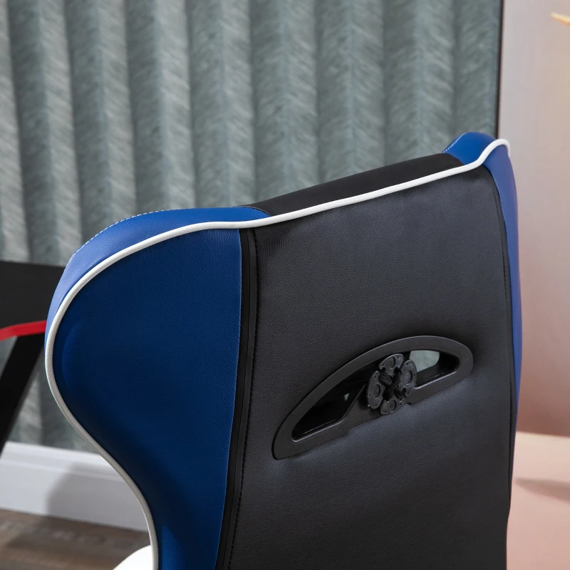 Vinsetto High Back Gaming Chair, Racing Style Ergonomic Computer Desk Chair with Adjustable Height, Retractable Footrest, Headrest and Lumbar Support, Blue