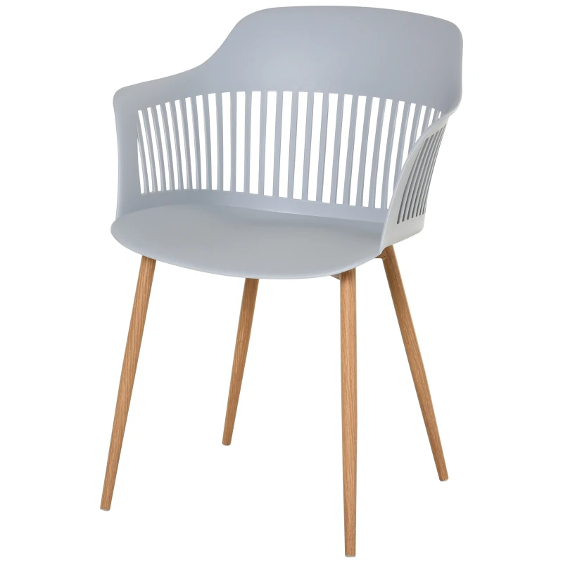 HOMCOM Set of 2 Plastic Dining Chair with Metal Legs for Living Room Bedroom Dining Room