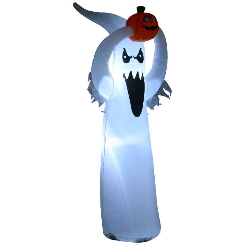 HOMCOM 6ft LED Outdoor Halloween Inflatable Decoration - Ghost with Pumpkin
