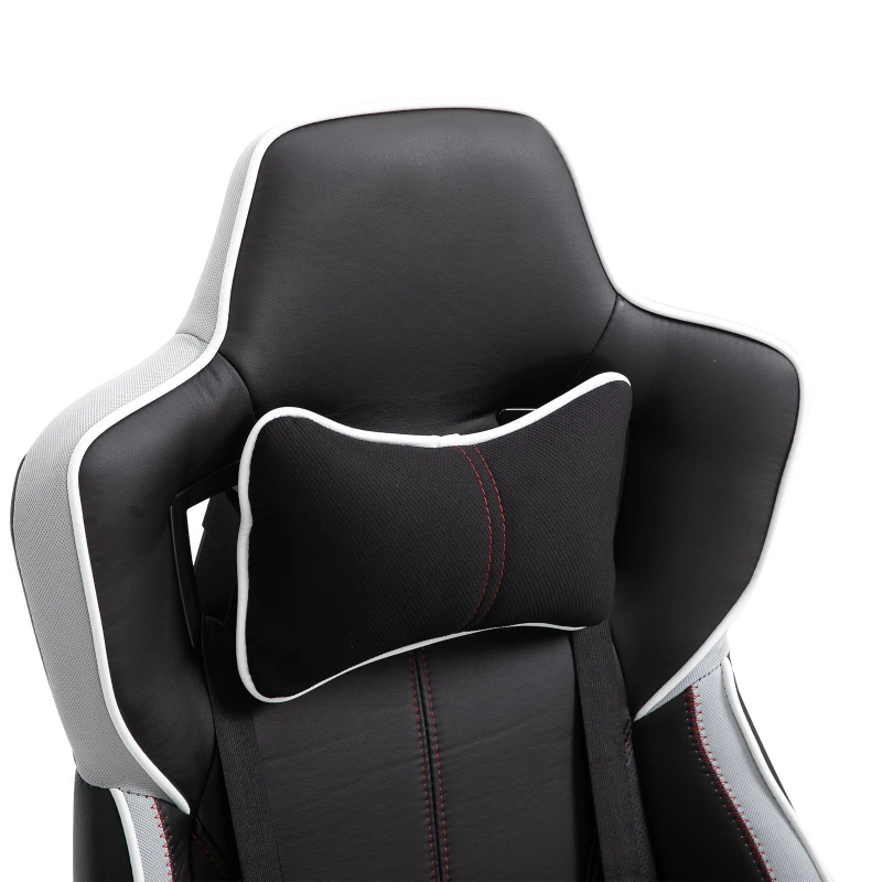 Vinsetto Executive Racing Chair Adjustable Padded Seat with Wheels Black/ White