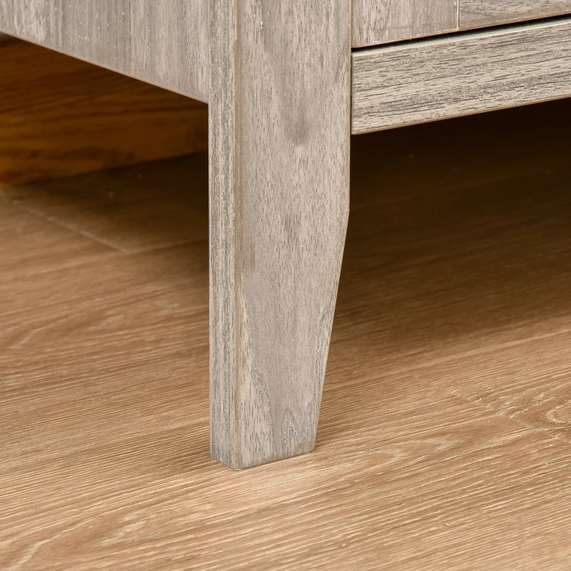 HOMCOM Farmhouse Sideboard Buffet Cabinet, Coffee Bar Cabinet with Storage Shelves, Kitchen Cabinet with 2 Framed Glass Doors and Anti-Topple, Distressed Gray