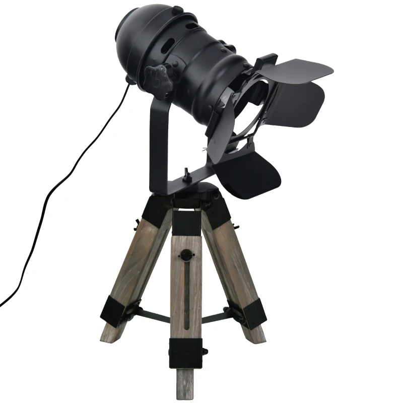 HOMCOM Retro Adjustable Tabletop Portable Tripod Lamp, Decorative Desk Lamp Lighting with Steel Frame, Black