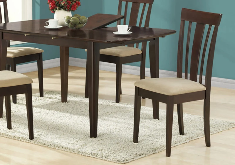 Monarch 2 Piece 38" Microfiber Padded Wooden Vertical Slat Back Armless Side Dining Chair Set - Cappuccino Brown Finish