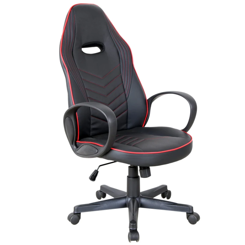 Vinsetto Executive PU Leather Rocking Office/ Gaming Chair Adjustable Padded Seat with Wheels Black/Red
