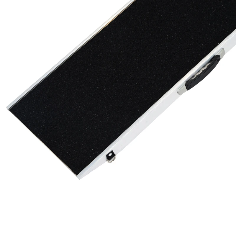 PawHut 72" Bi-Fold Pet Ramp Portable Dog Cat Steps Pet Travel Gear Vehicle Car Truck Compact Storage Black/Silver