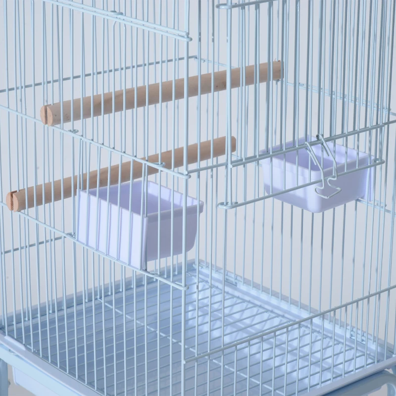 PawHut 44.5"H Metal Bird Cage Parrot Play Spot Stand w/ Wheel Storage Shelf Multi-doors Black