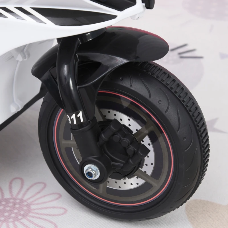 Aosom Kids Electric Pedal Motorcycle Ride-On Toy 6V Battery Powered w/ Music Horn Headlights Motorbike for Girls Boy 18-36M - White