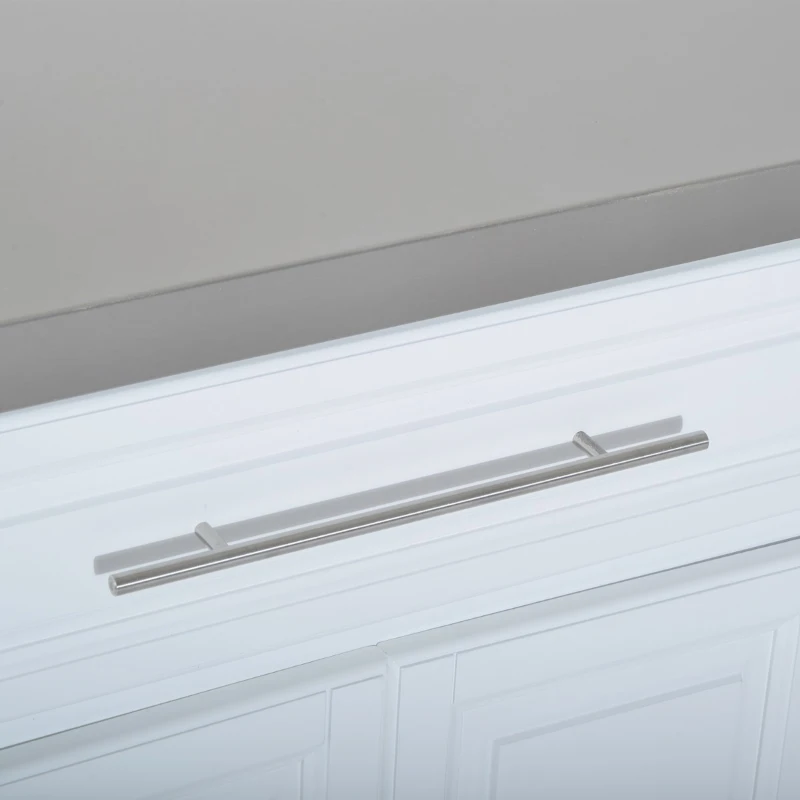 HOMCOM Rolling Kitchen Island with Storage, Portable Kitchen Cart with Stainless Steel Top, 2 Drawers, Spice, Knife and Towel Rack and Cabinets, White