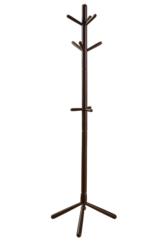 Monarch 69" Contemporary Modern 9-Hook Wooden Coat Tree Hanger Rack - Cappuccino Brown Finish