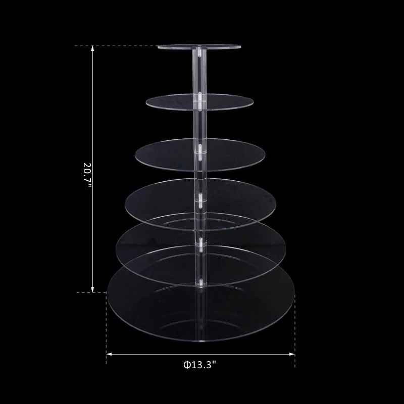 HomCom 6 Tier Cupcake Stand Circle Acrylic Wedding Party Cake Stand Bakeware, Transparent