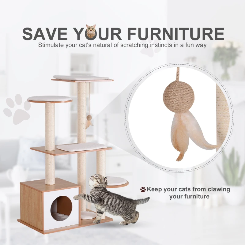 PawHut Multi-Level Cat Tree 32.75" Tall Large Perch & Condo