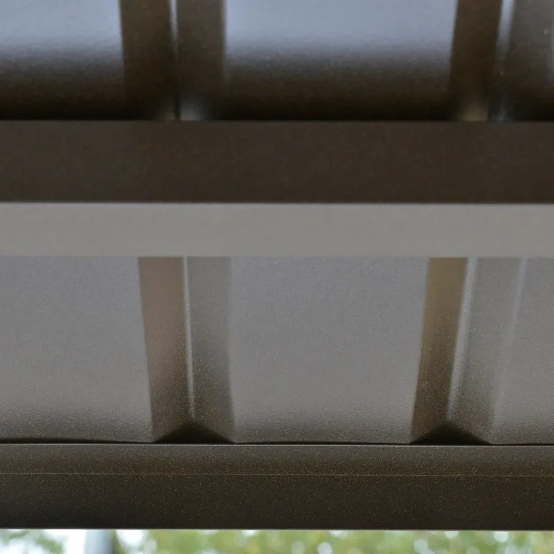 Outsunny 8'x5' BBQ Grill Gazebo with 2 Side Shelves, Outdoor Double Tiered Interlaced Polycarbonate Roof with Steel Frame, Brown