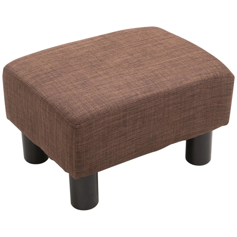 HOMCOM 15” Rectangular Linen Padded Ottoman Footrest Stool Modern Entryway Living Room Seat Chair