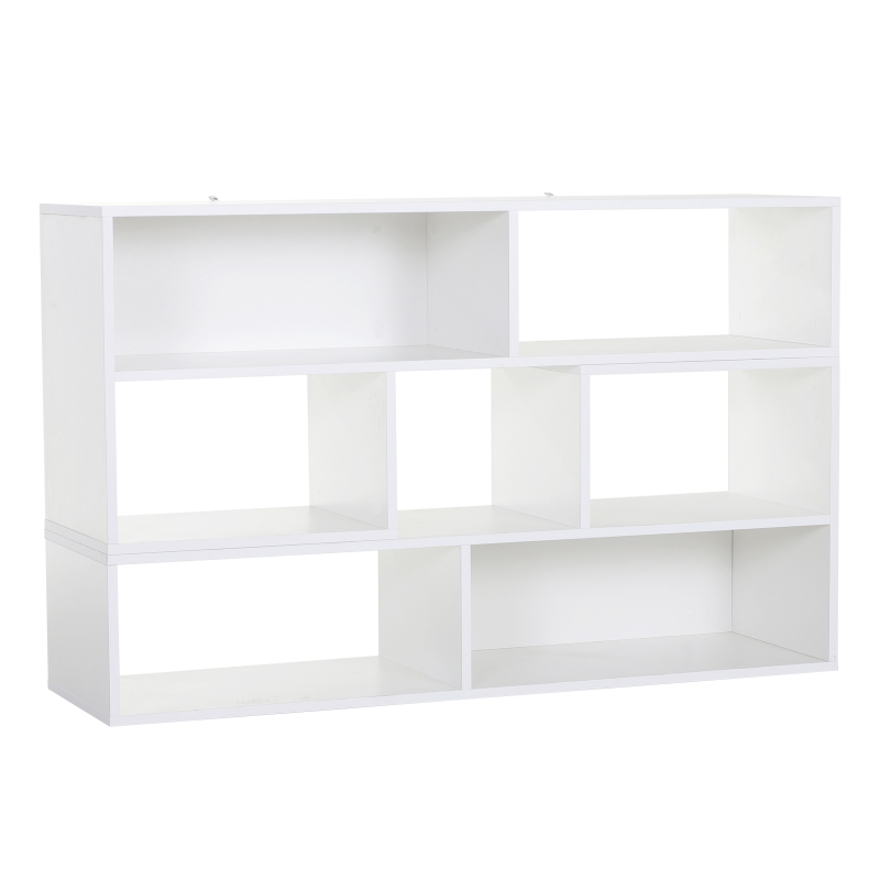 HOMCOM Versatile TV Console Stand Cabinet Wood Bookcase Storage Shelf Convertible Bookshelf White