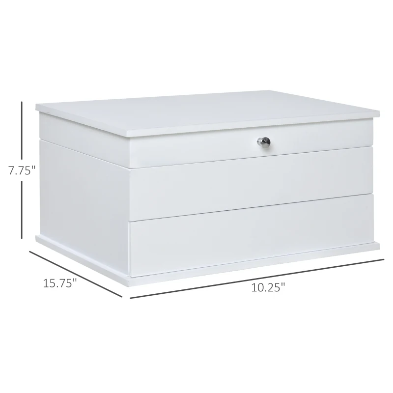 HOMCOM 3-Tier Jewelry Box Organizer with Glass Mirror and 6 Slots for Beauty Accessories, Costume Jewelry, White