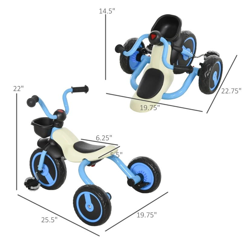 Qaba 3 Wheel Foldable Kids Tricycle Walking Toddler Bike for for 3-5 Year-old Boys & Girls Blue