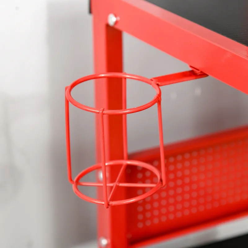 HOMCOM L-Shaped Gaming Desk, Corner Computer Desk, Gaming Table with Carbon Fiber Desktop, Adjustable Monitor Stand, Cup Holder, Headphone Hook and K Frame, Red/Black