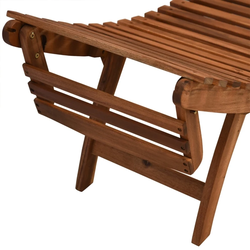 Outsunny Outdoor Chaise Lounge, Acacia Wood Folding Sun Lounger Chair with Cushion Pad for Patio, Garden, Lawn, Backyard, Cream White