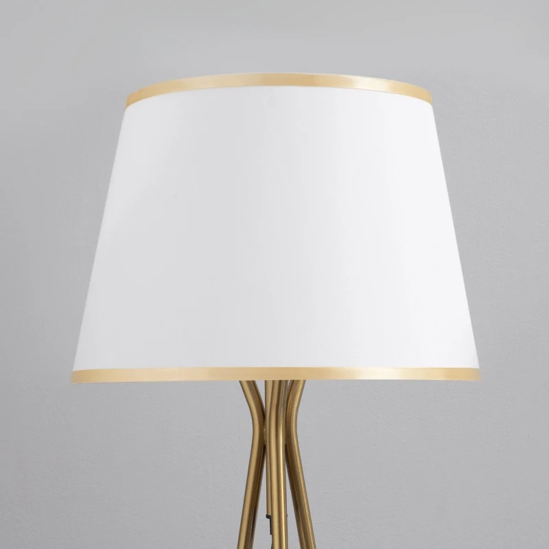 HOMCOM Modern Tripod Floor Lamp, Freestanding Lamp w/ Fabric Lampshade and E26 Base for Living Room, No Bulb - Gold