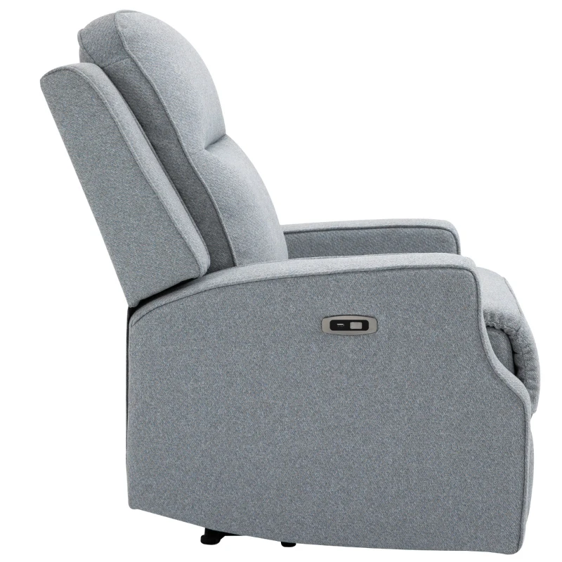 HOMCOM Electric Power Recliner, Wall Hugger Armchair with USB Charging Station, Sofa Recliner with Linen Upholstered Seat and Retractable Footrest, Blue