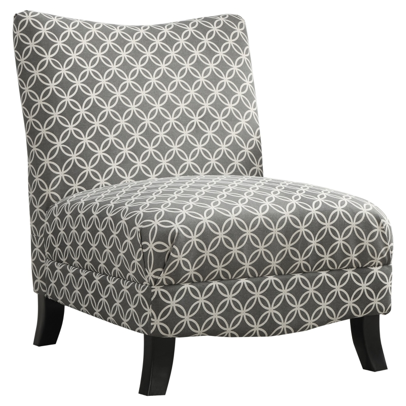 Monarch Modern Plush Upholstered Fabric Accent Slipper Chair - Grey Geometric Print