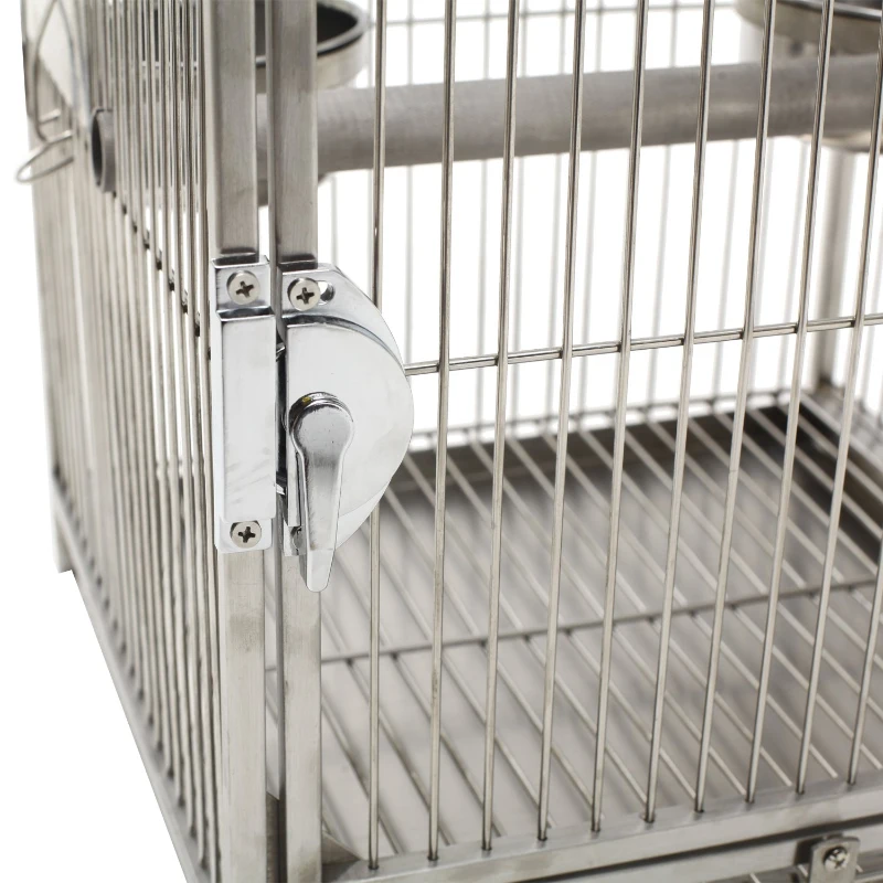 PawHut 25" Bird Carrier Cage Parrot Macaw Cockatiel Travel Cage Stainless Steel Dome Top with Two Feed Bowls