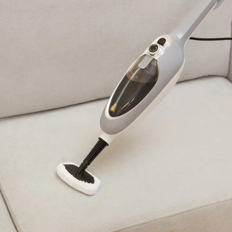 HOMCOM Steam Mop Cleaner for Laminate, Hardwood, Tiles and Carpet, 10–In-1 Multi-Purpose Floor Steamer for Kitchen, White/Grey