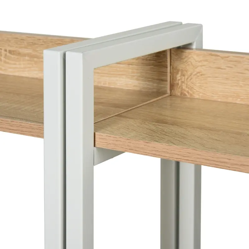 HOMCOM 94.5in Industrial Double Computer Desk with Hutch and Storage Shelves, Extra Long Two Person Home Office Desk, Writing Table Workstation for 2 People with CPU Stand, Oak Wood Grain