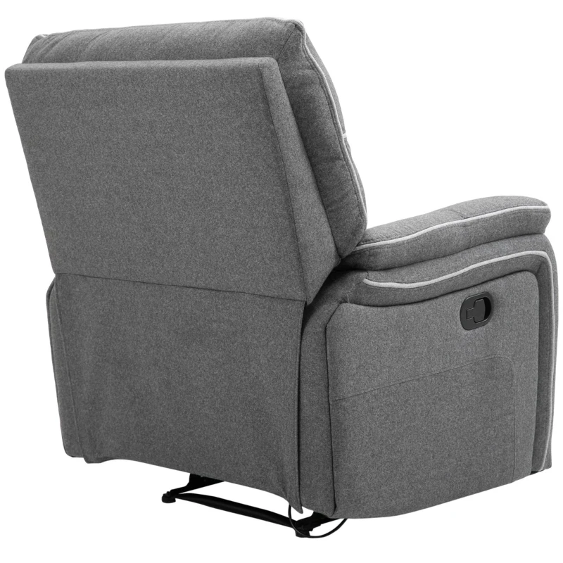 HOMCOM Manual Recliner Armchair with Thick Padded Headrest, Back and Footrest and Adjustable 150 Degree Angle, Grey