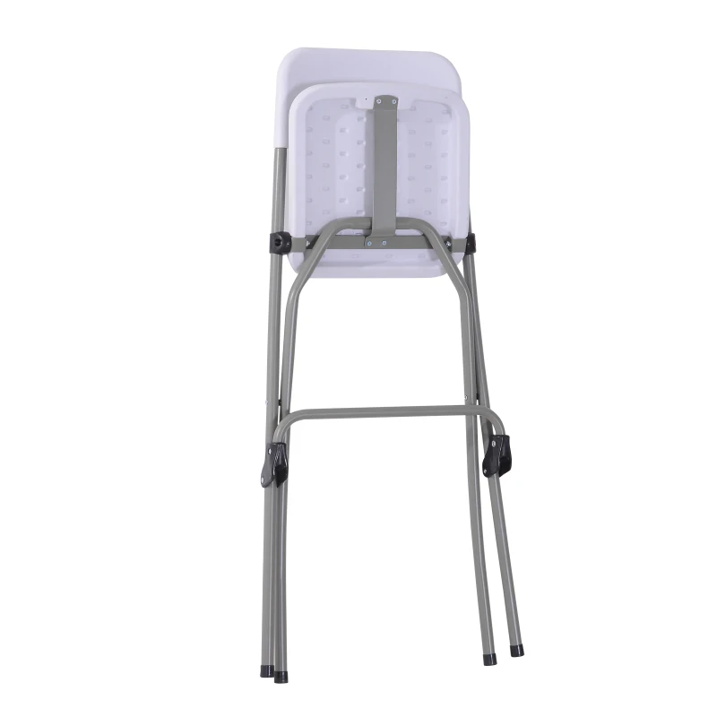 Outsunny 3pcs Garden Bar Table High Chair Set Folding Bistro Chat Set Metal Frame w/ Cover