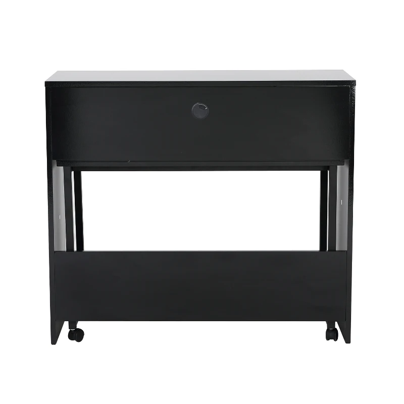 HOMCOM 2pc Nesting Computer Desk Storage Writing Rolling Table Workstation (Black)