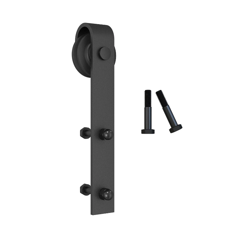HOMCOM 8FT Modern CARBON STEEL Sliding Wood Barn Door Hardware Kit Track Set Door System Black