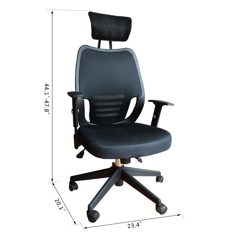 HomCom Ergonomic Mesh Office Chair with Headrest - Black