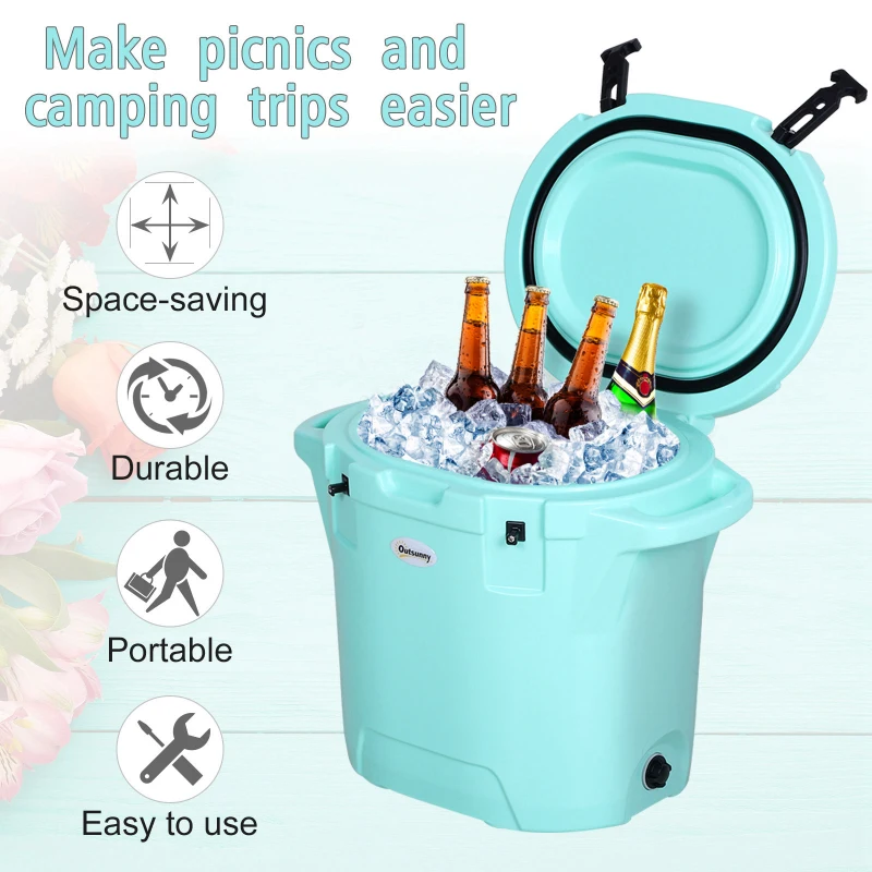 Outsunny Cute Cooler Box 25L Cooling Box Outdoor Portable Green